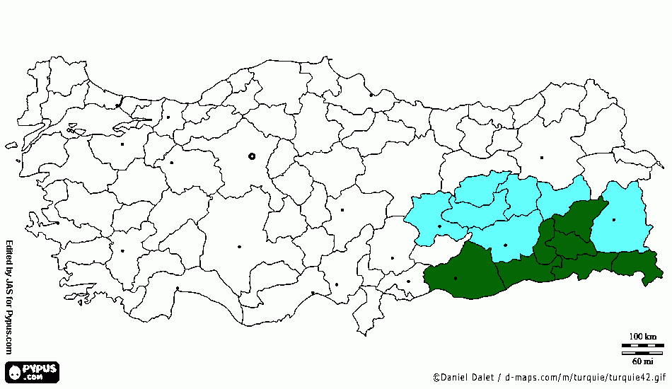 Malatya-Şanlıurfa Bölge Haritası boyama